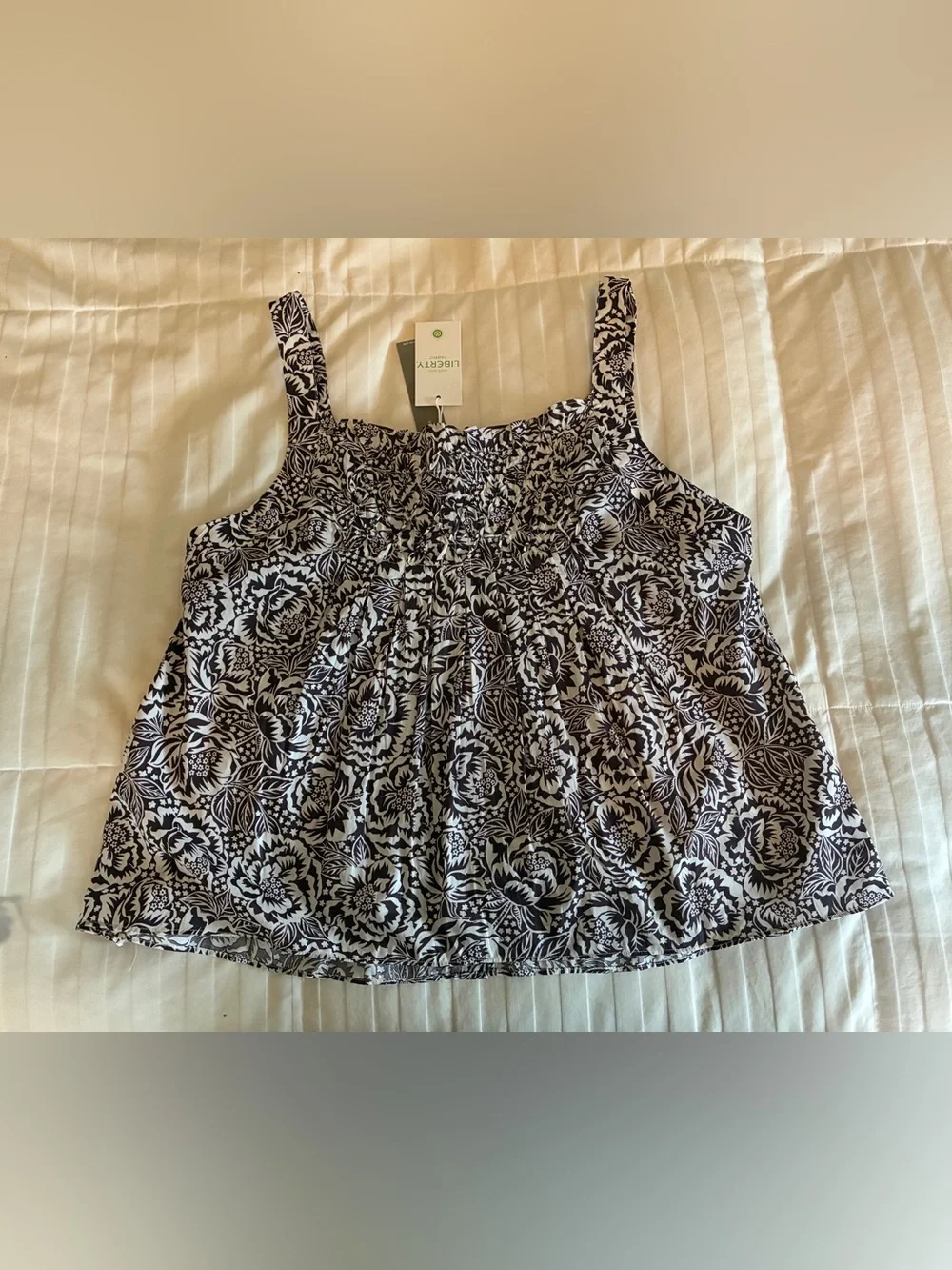 NWT J. Crew Smocked crinkle tank top in Liberty® floral organic cotton fabric S